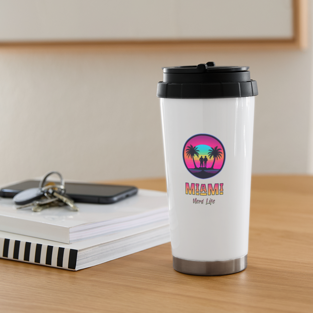 Miami Nerd Life Graphic 16 oz Travel Mug - white