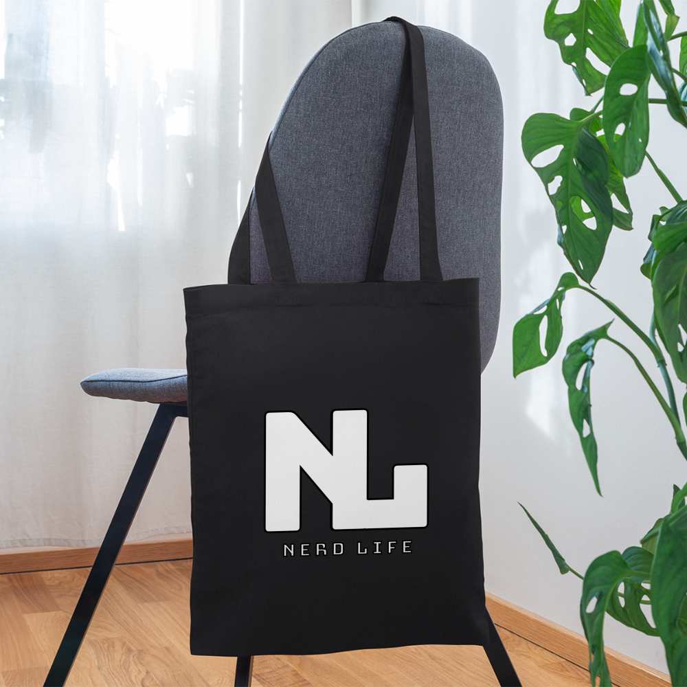 Nerd Life Graphic Tote Bag - black