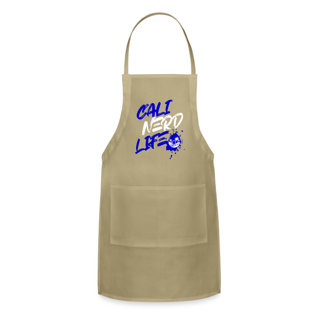 Cali Nerd Life Graphic Adjustable Apron - khaki
