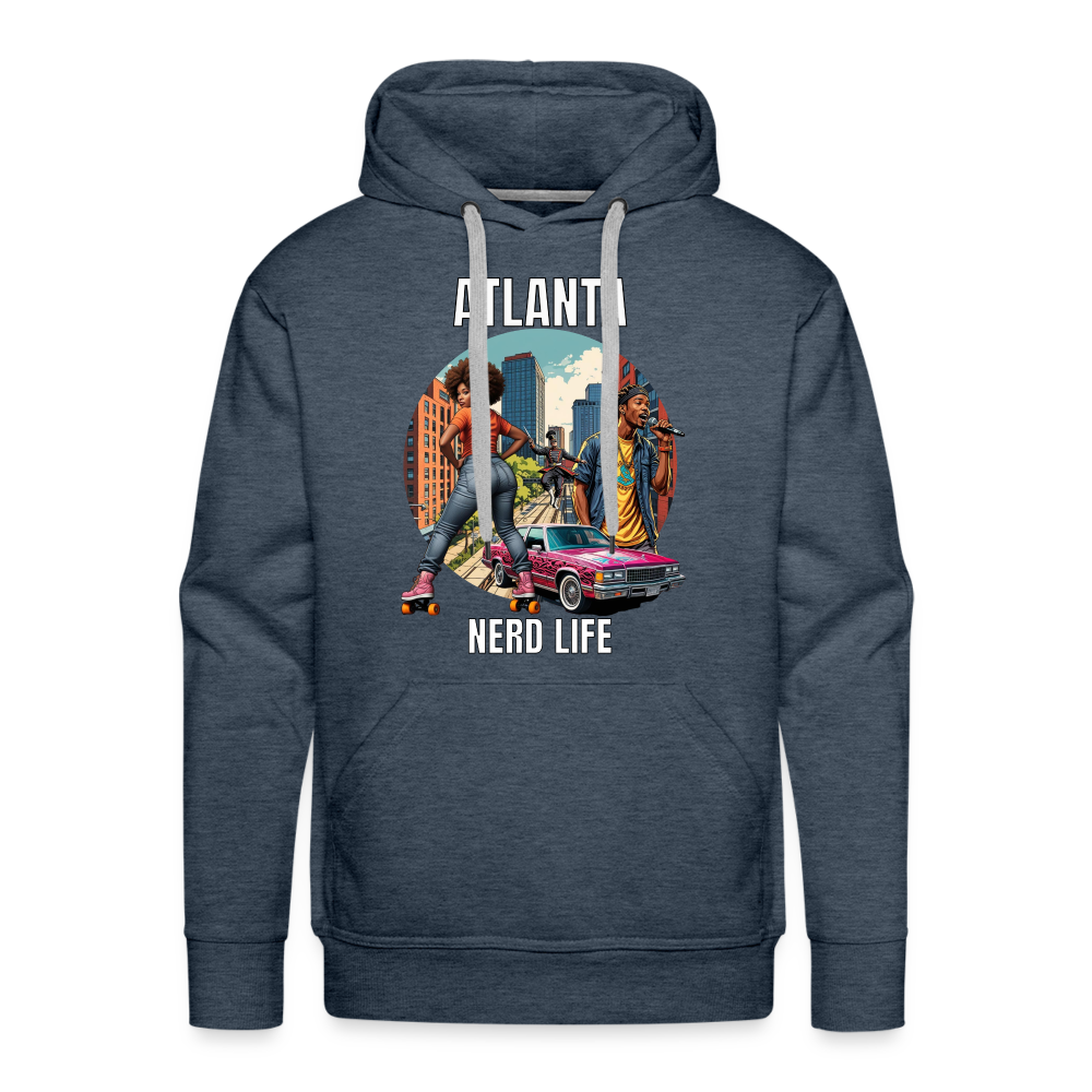 Atlanta Nerd Life Highlights Graphic Men’s Premium Hoodie - heather denim