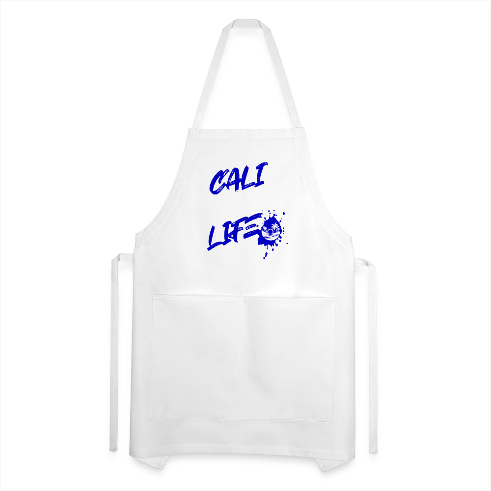 Cali Nerd Life Graphic Adjustable Apron - white