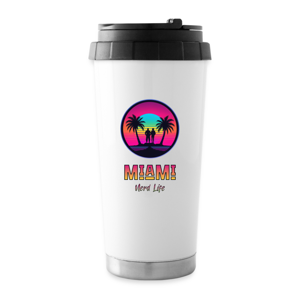 Miami Nerd Life Graphic 16 oz Travel Mug - white