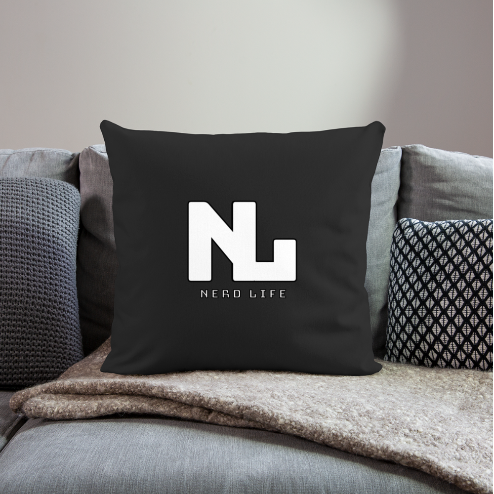 Nerd Life Graphic Throw Pillow Cover 18” x 18” - black