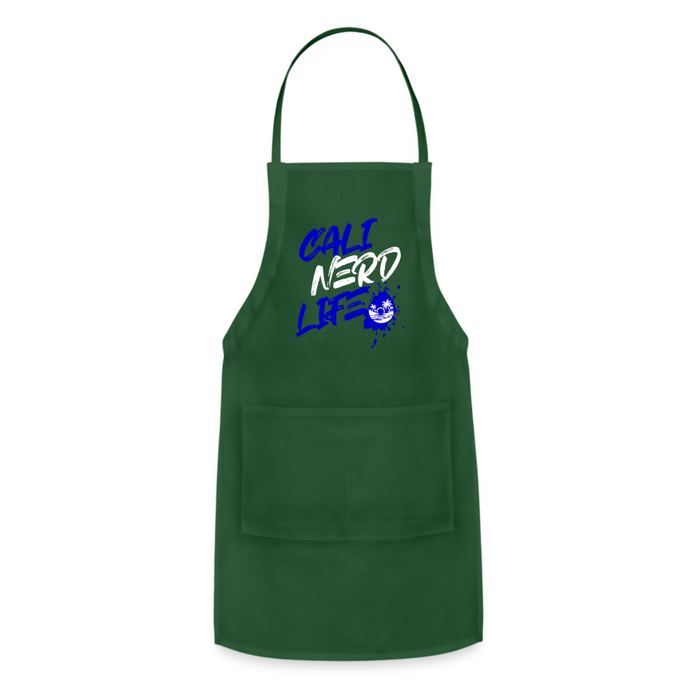 Cali Nerd Life Graphic Adjustable Apron - forest green
