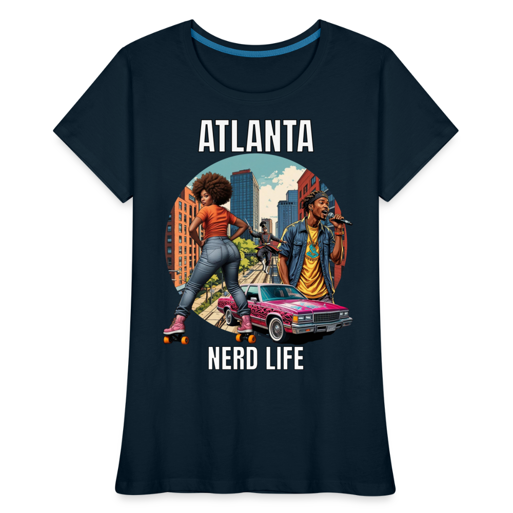 Atlanta Nerd Life Highlights Graphic Women’s Premium Organic T-Shirt - deep navy