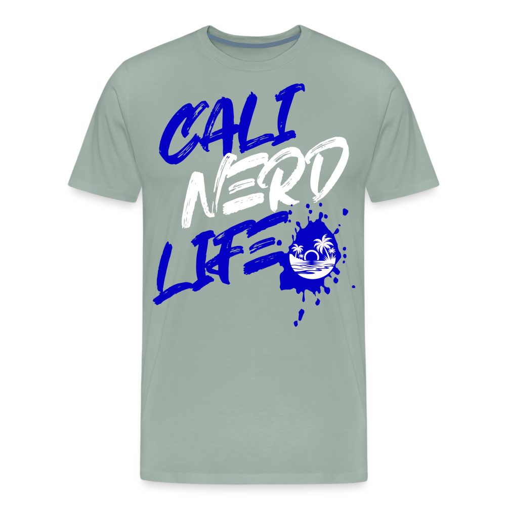 Cali Nerd Life Graphic Men's Premium T-Shirt - steel green