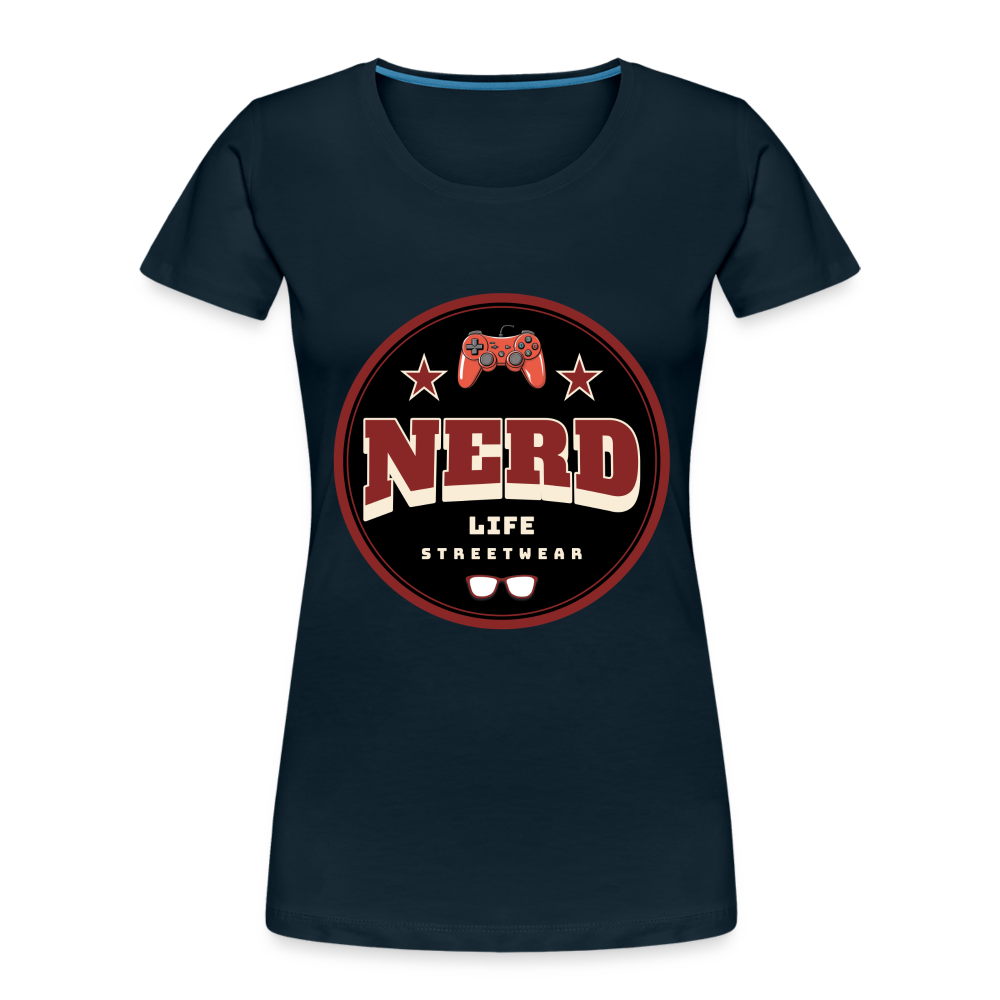 Nerd Life Circle Graphic Women’s Premium Organic T-Shirt - deep navy