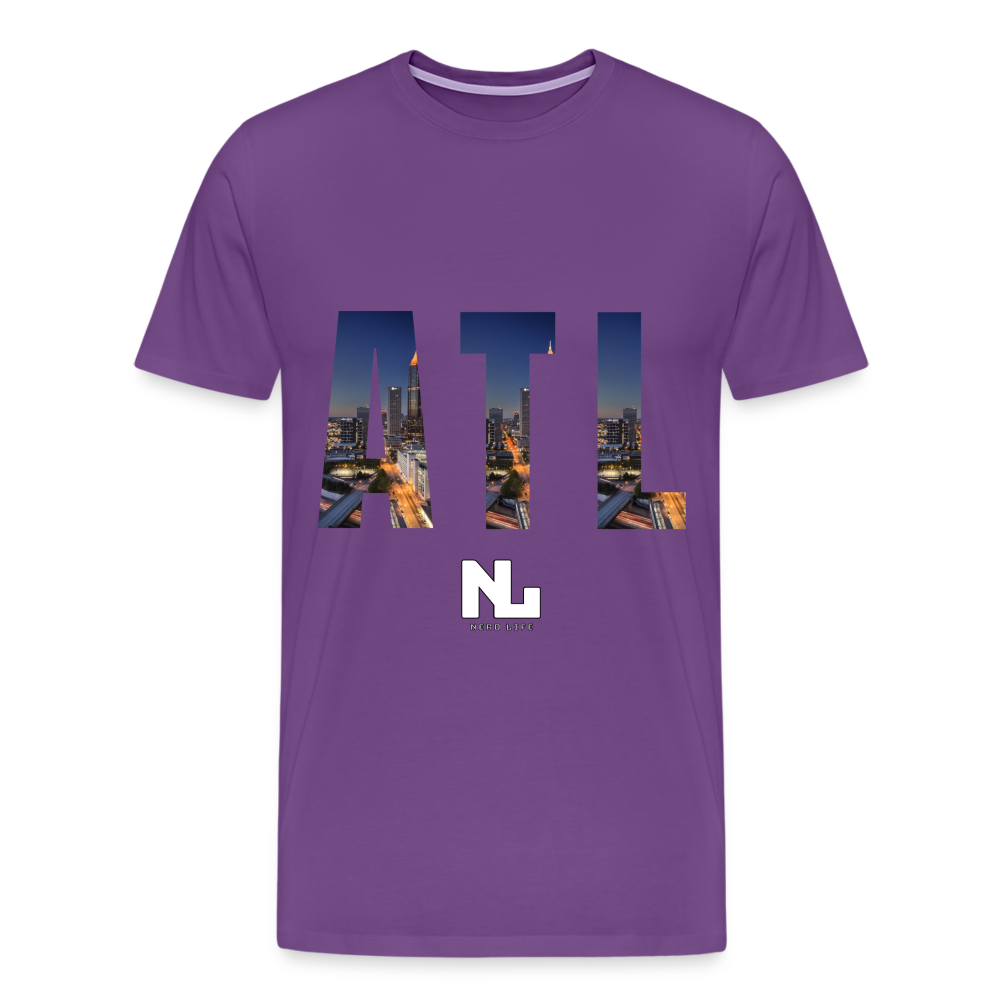 ATL Nerd Life City Graphic Men's Premium T-Shirt - purple