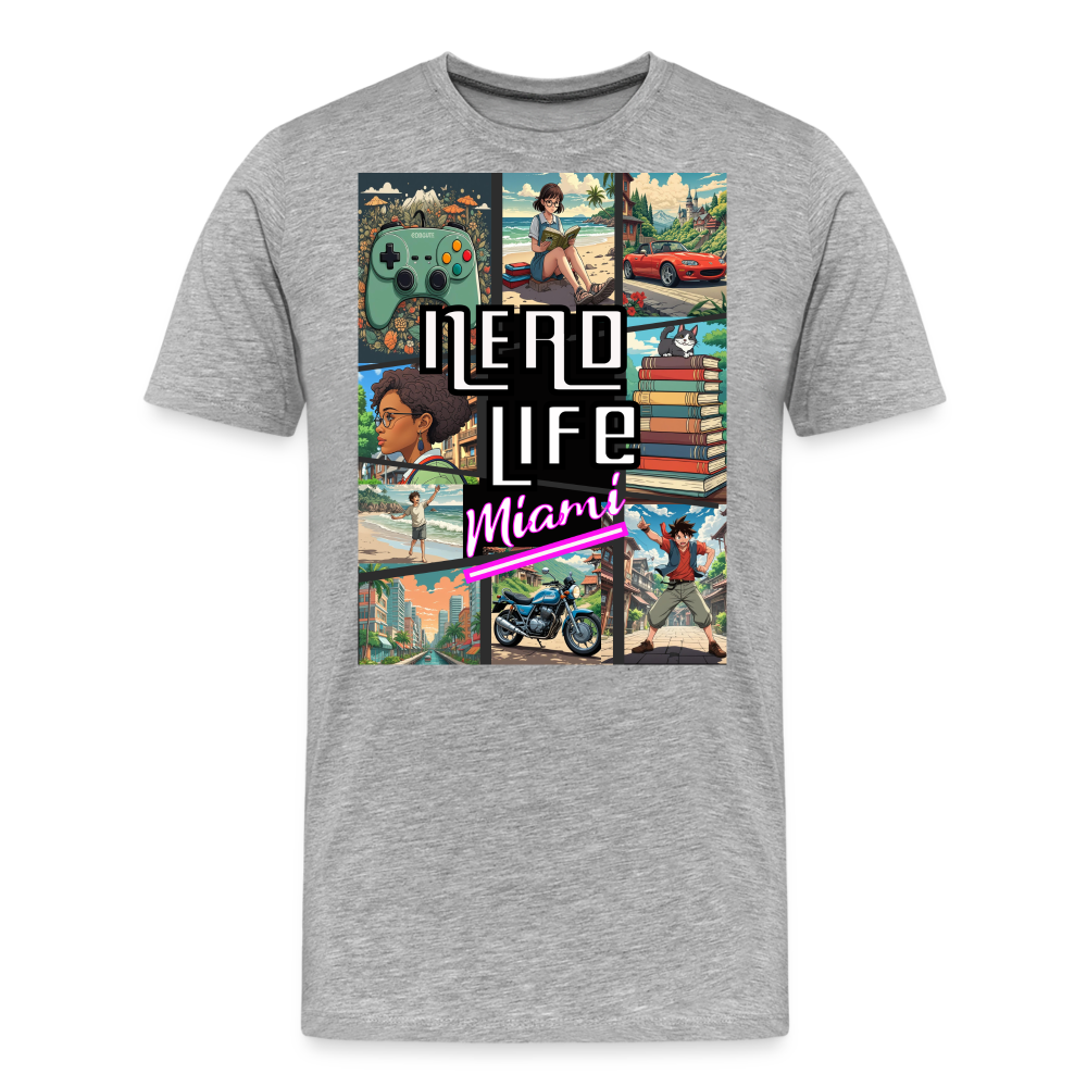 Nerd Life Miami Graphic Men’s Premium Organic T-Shirt - heather gray