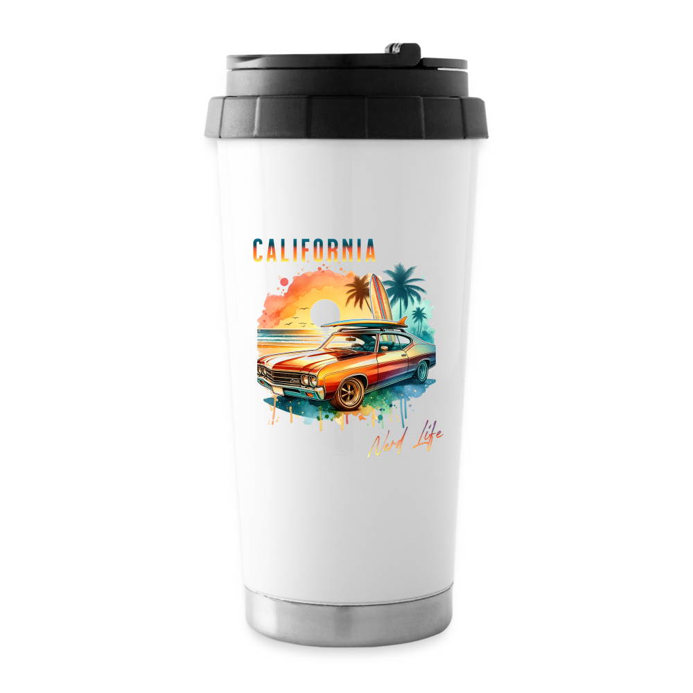 California Nerd Life Sunset Graphic 16 oz Travel Mug - white