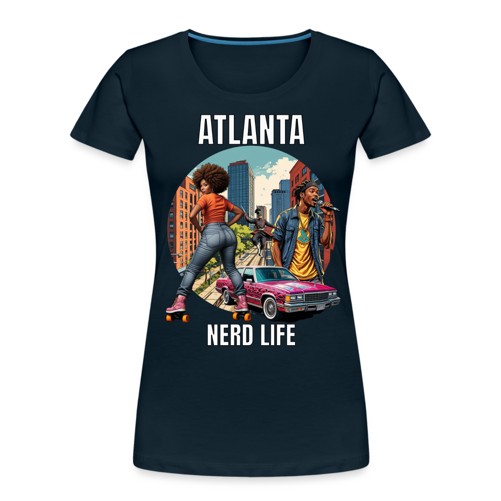 Atlanta Nerd Life Highlights Graphic Women’s Premium Organic T-Shirt - deep navy