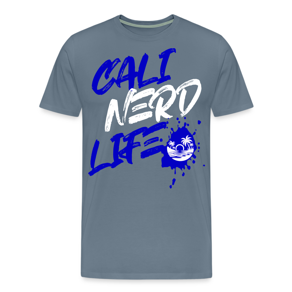 Cali Nerd Life Graphic Men's Premium T-Shirt - steel blue