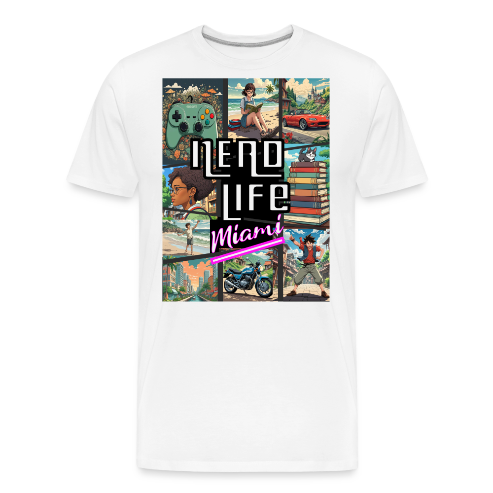 Nerd Life Miami Graphic Men’s Premium Organic T-Shirt - white