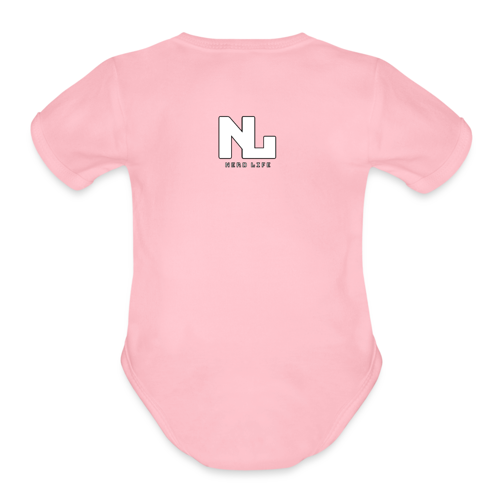 Fin-Tastic Football Player Organic Short Sleeve Baby Bodysuit - light pink