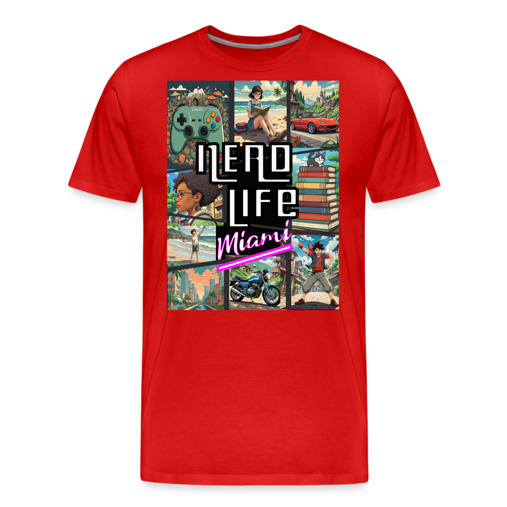 Nerd Life Miami Graphic Men’s Premium Organic T-Shirt - red