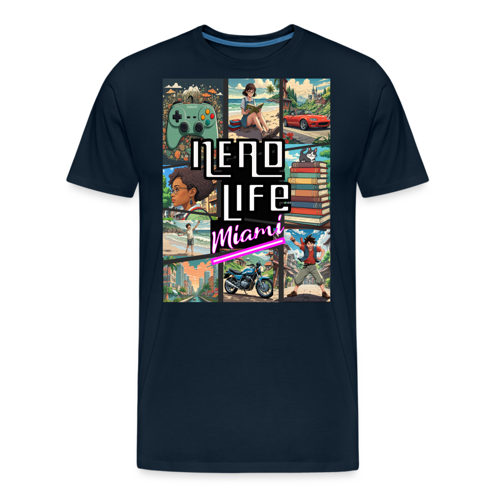 Nerd Life Miami Graphic Men’s Premium Organic T-Shirt - deep navy