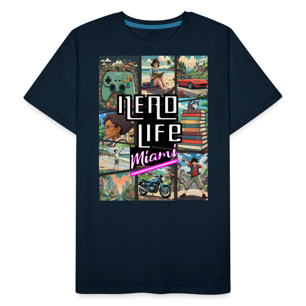 Nerd Life Miami Graphic Men’s Premium Organic T-Shirt - deep navy