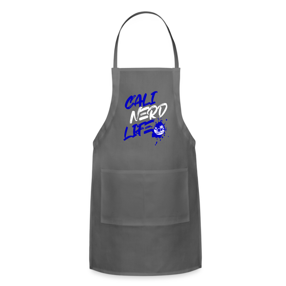 Cali Nerd Life Graphic Adjustable Apron - charcoal