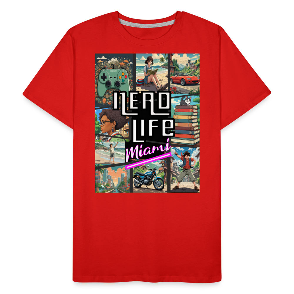 Nerd Life Miami Graphic Men’s Premium Organic T-Shirt - red