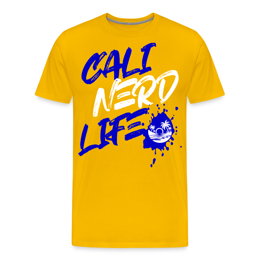 Cali Nerd Life Graphic Men's Premium T-Shirt - sun yellow