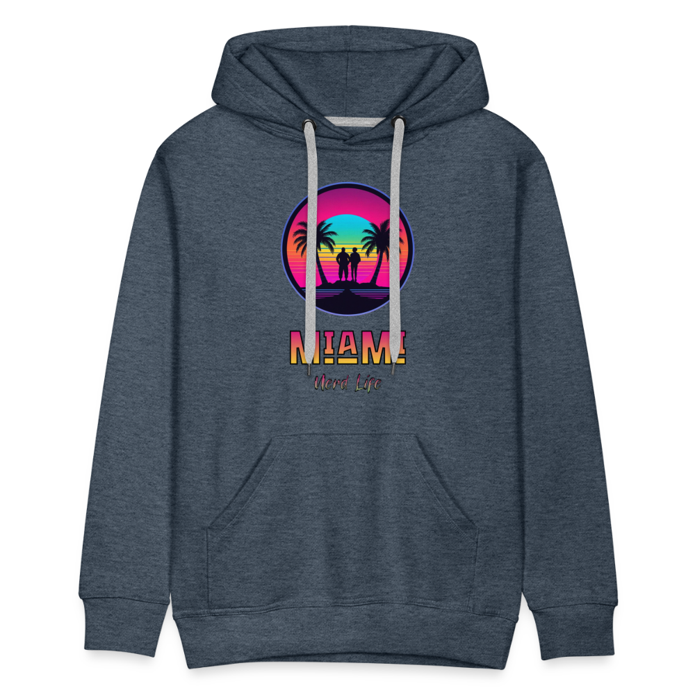 Miami Nerd Life Graphic Men’s Premium Hoodie - heather denim