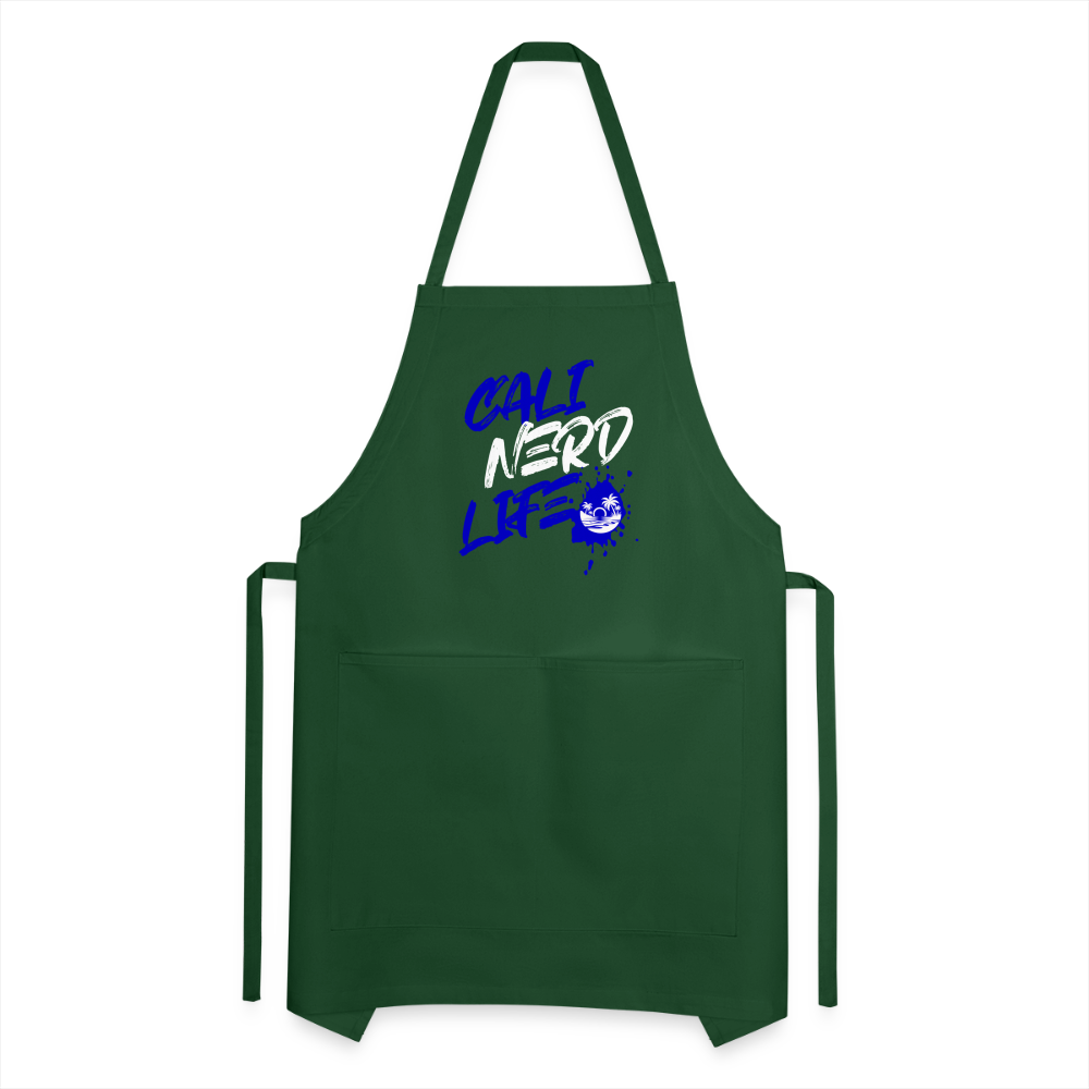 Cali Nerd Life Graphic Adjustable Apron - forest green