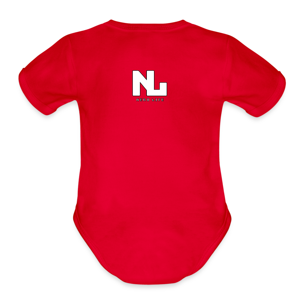 Fin-Tastic Football Player Organic Short Sleeve Baby Bodysuit - red