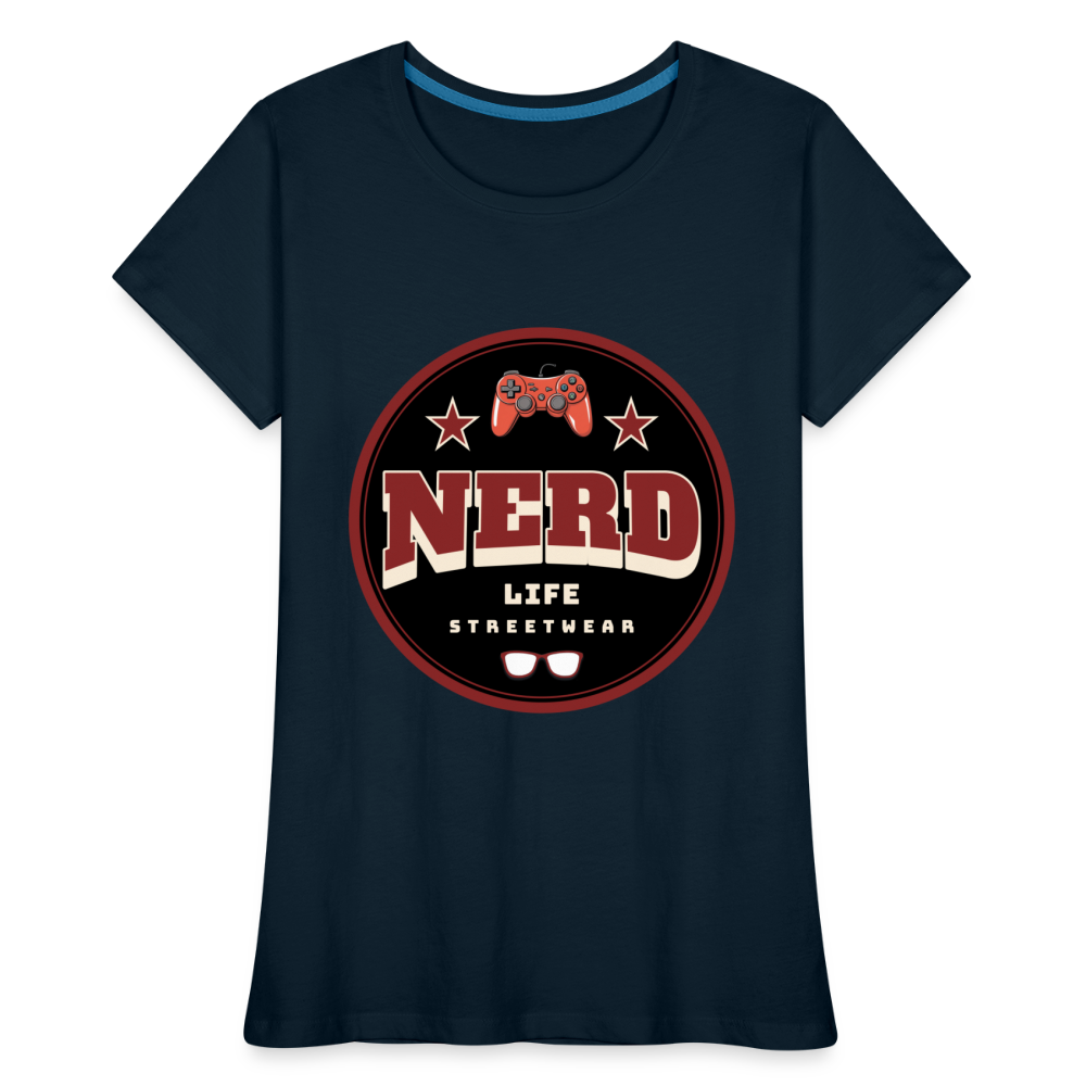 Nerd Life Circle Graphic Women’s Premium Organic T-Shirt - deep navy
