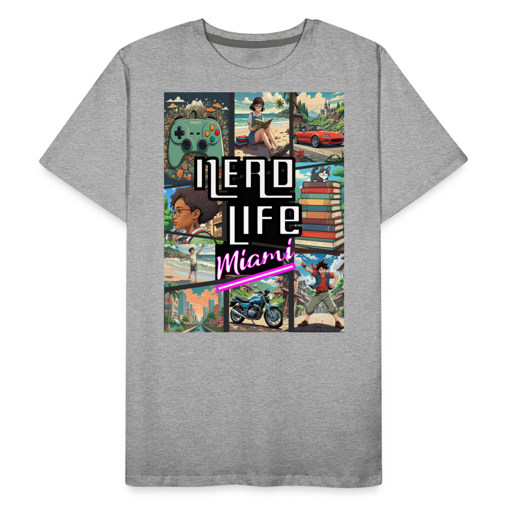 Nerd Life Miami Graphic Men’s Premium Organic T-Shirt - heather gray