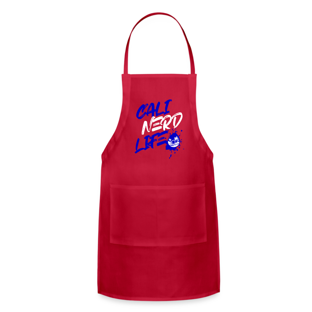 Cali Nerd Life Graphic Adjustable Apron - red
