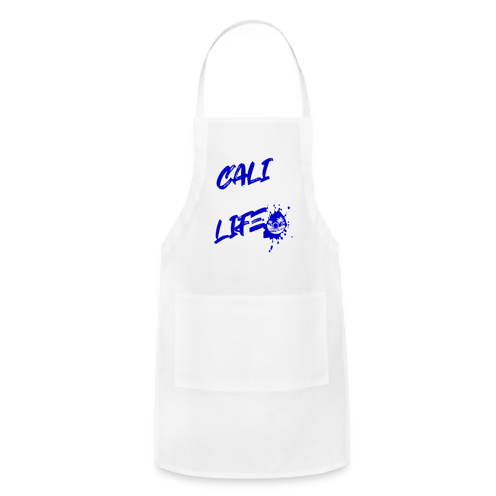 Cali Nerd Life Graphic Adjustable Apron - white