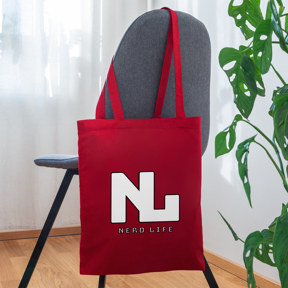 Nerd Life Graphic Tote Bag - red
