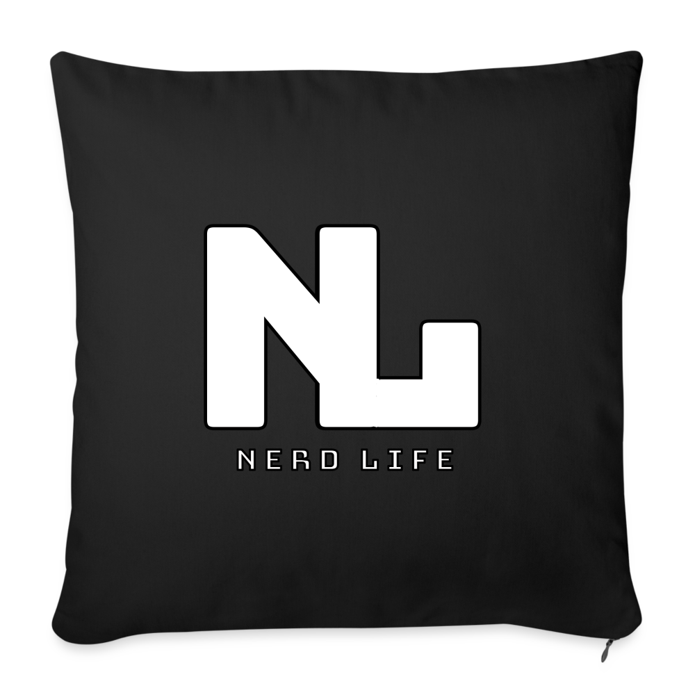 Nerd Life Graphic Throw Pillow Cover 18” x 18” - black