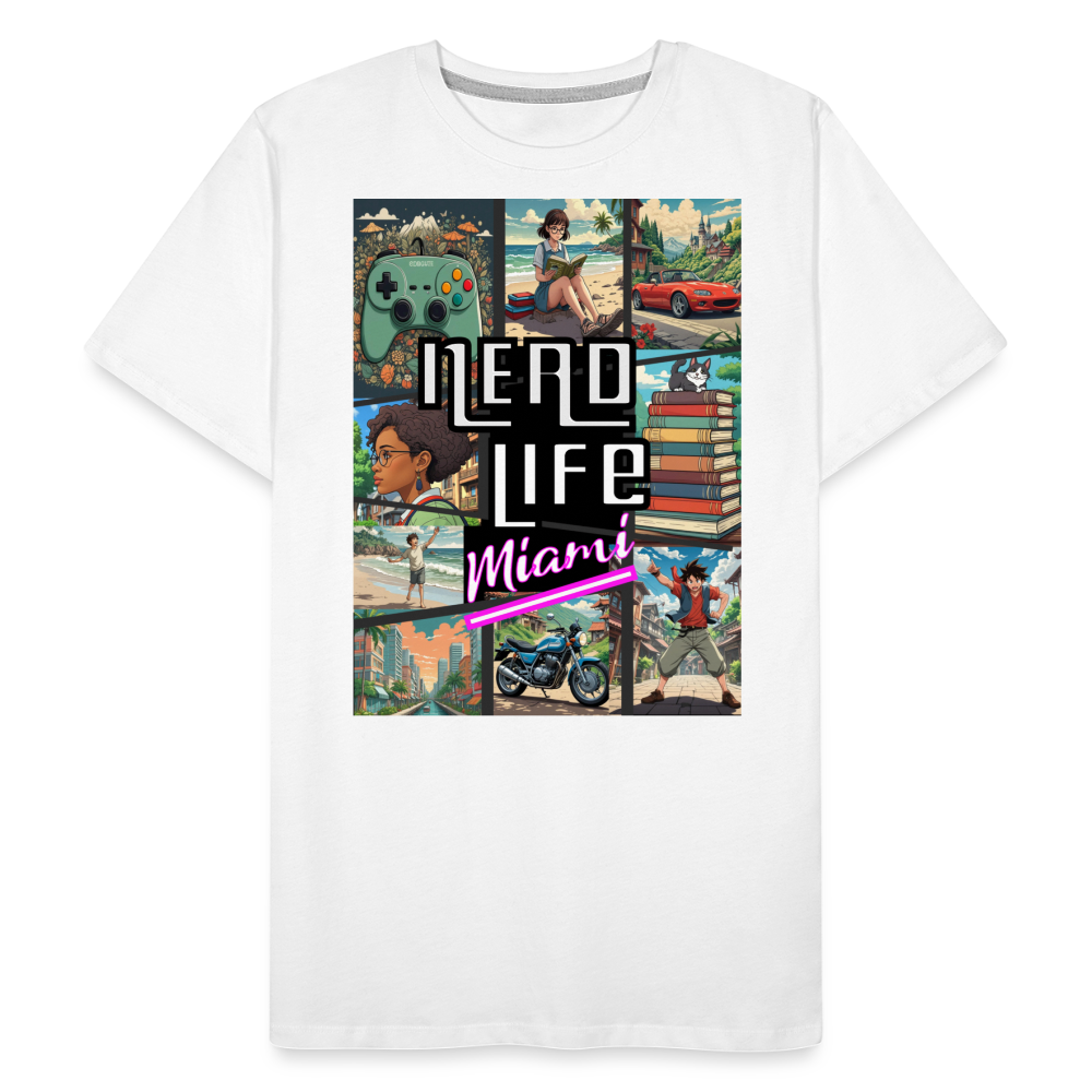 Nerd Life Miami Graphic Men’s Premium Organic T-Shirt - white