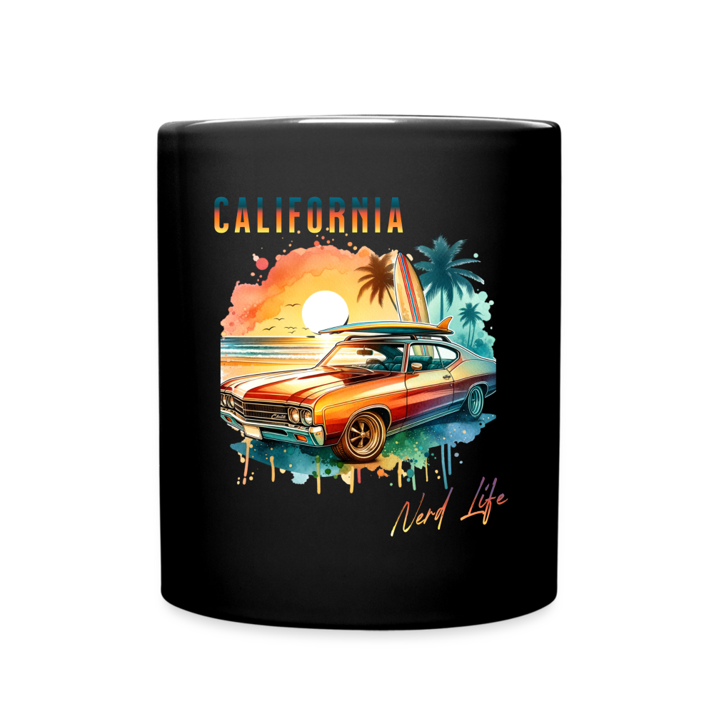 California Nerd Life Sunset Graphic Full Color Mug - black