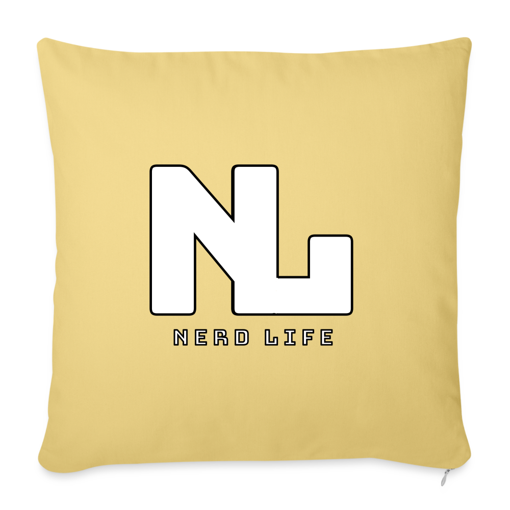 Nerd Life Graphic Throw Pillow Cover 18” x 18” - washed yellow