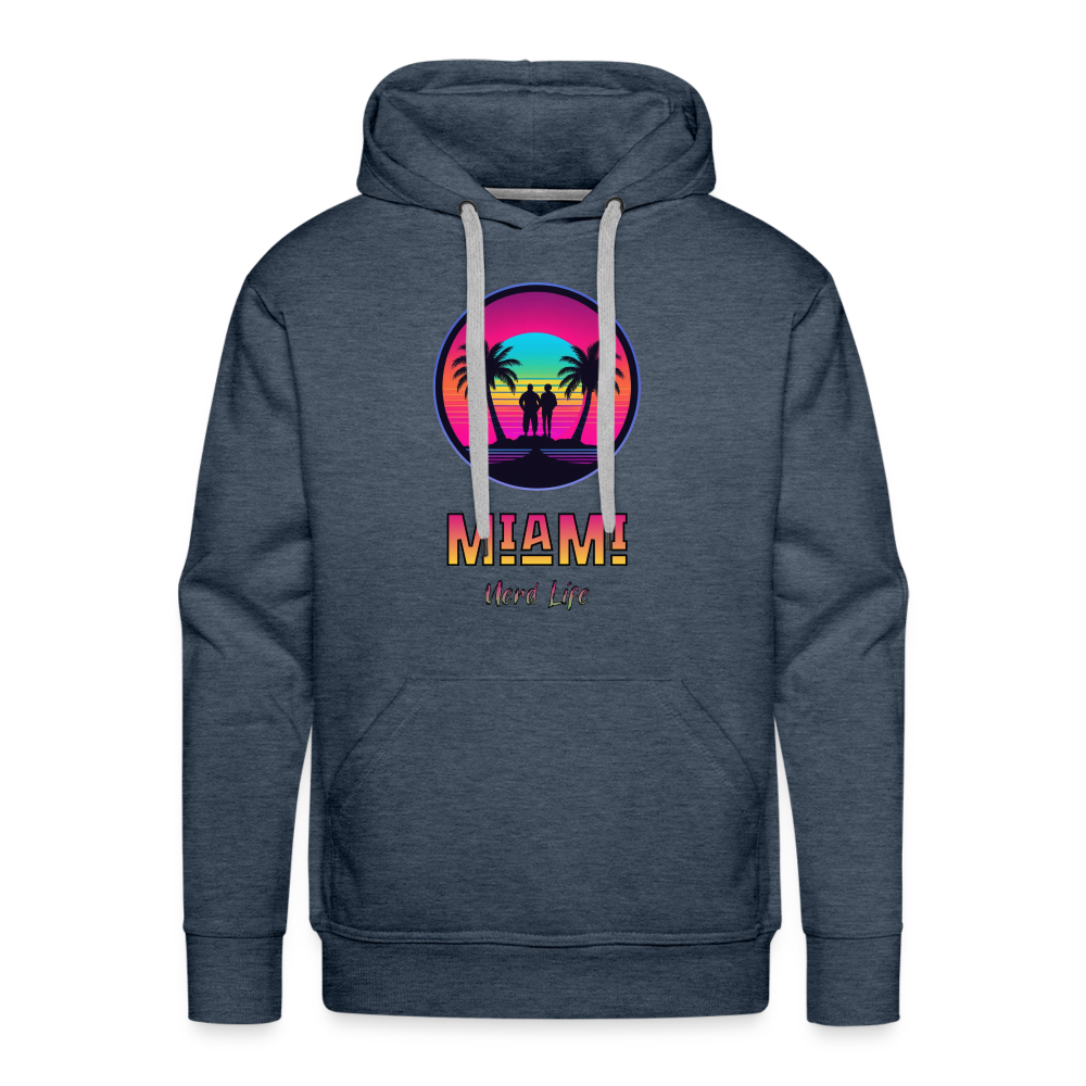 Miami Nerd Life Graphic Men’s Premium Hoodie - heather denim