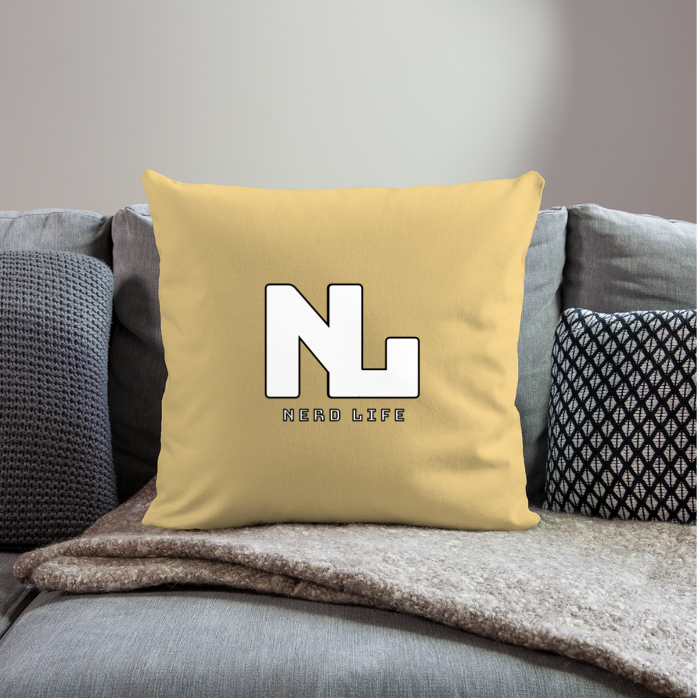 Nerd Life Graphic Throw Pillow Cover 18” x 18” - washed yellow
