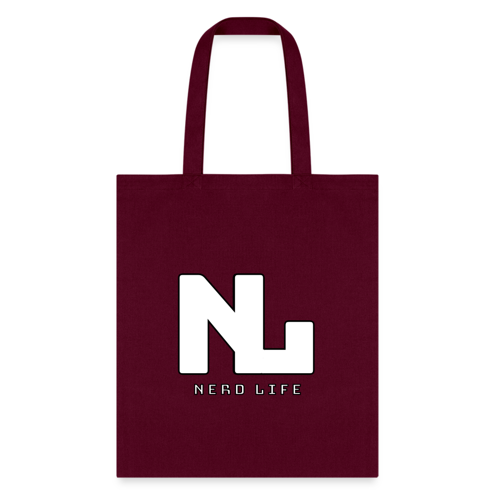 Nerd Life Graphic Tote Bag - burgundy