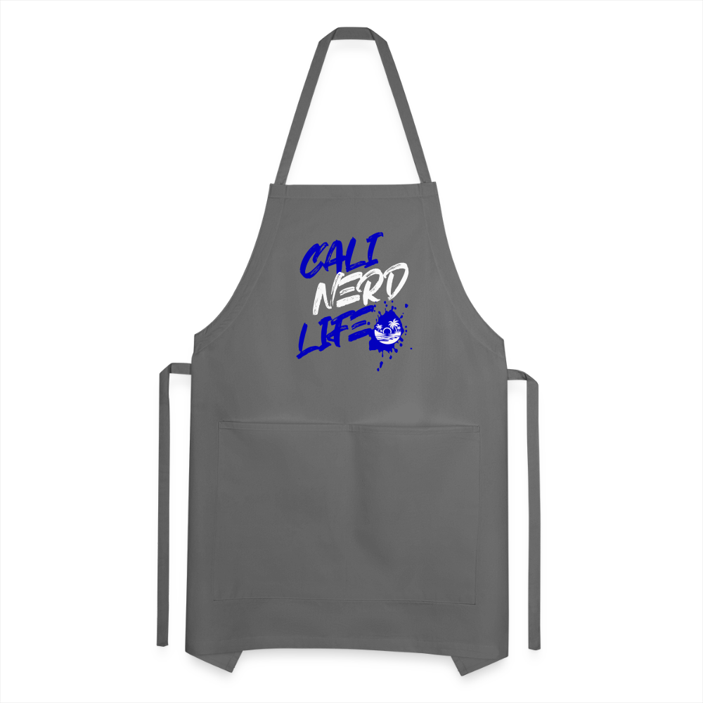 Cali Nerd Life Graphic Adjustable Apron - charcoal
