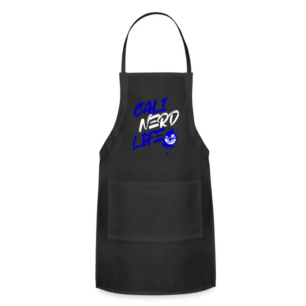 Cali Nerd Life Graphic Adjustable Apron - black