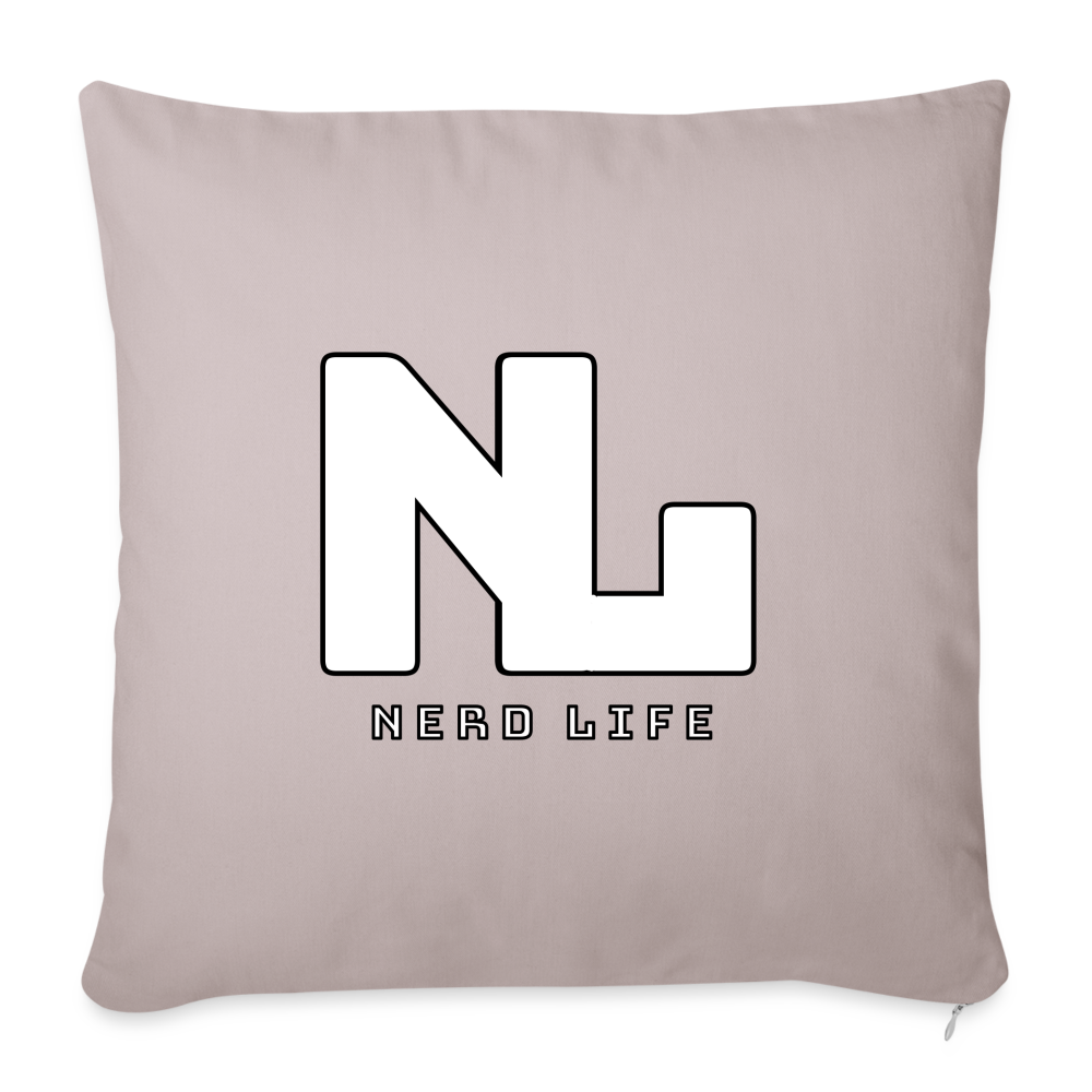 Nerd Life Graphic Throw Pillow Cover 18” x 18” - light taupe