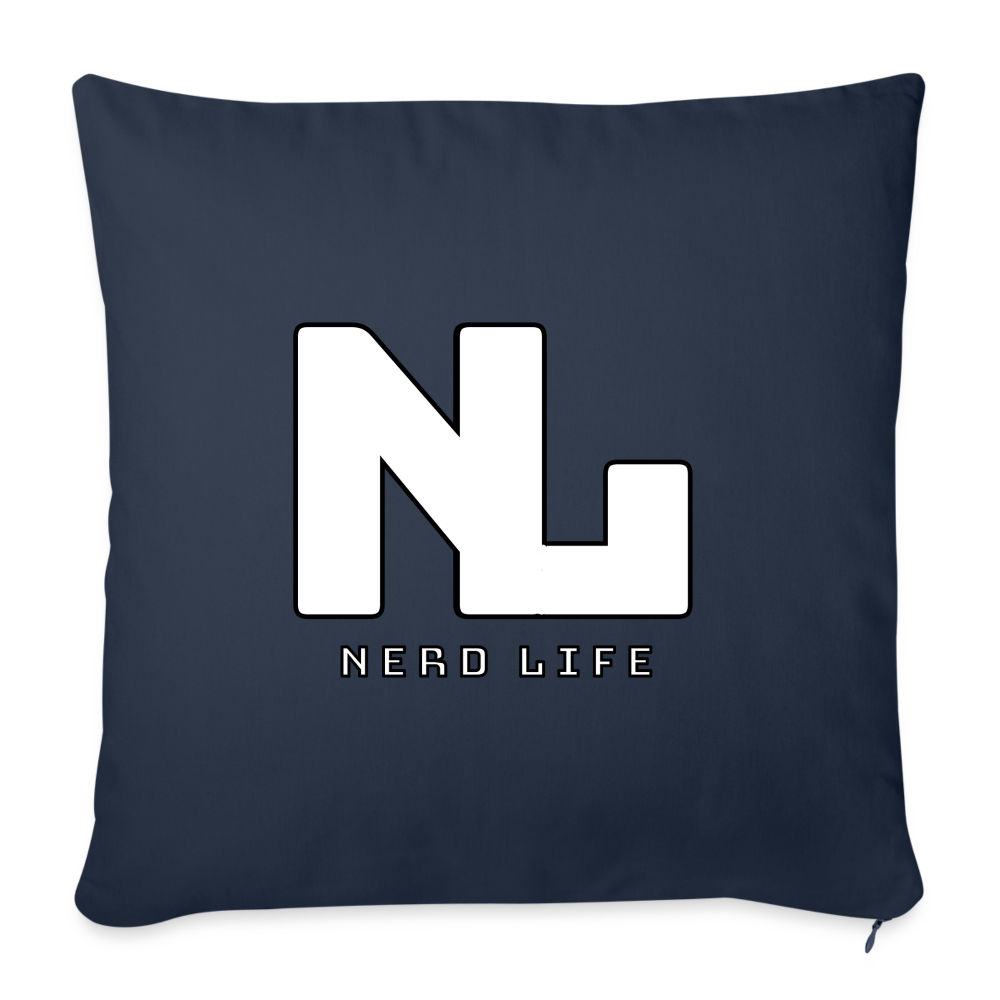 Nerd Life Graphic Throw Pillow Cover 18” x 18” - navy