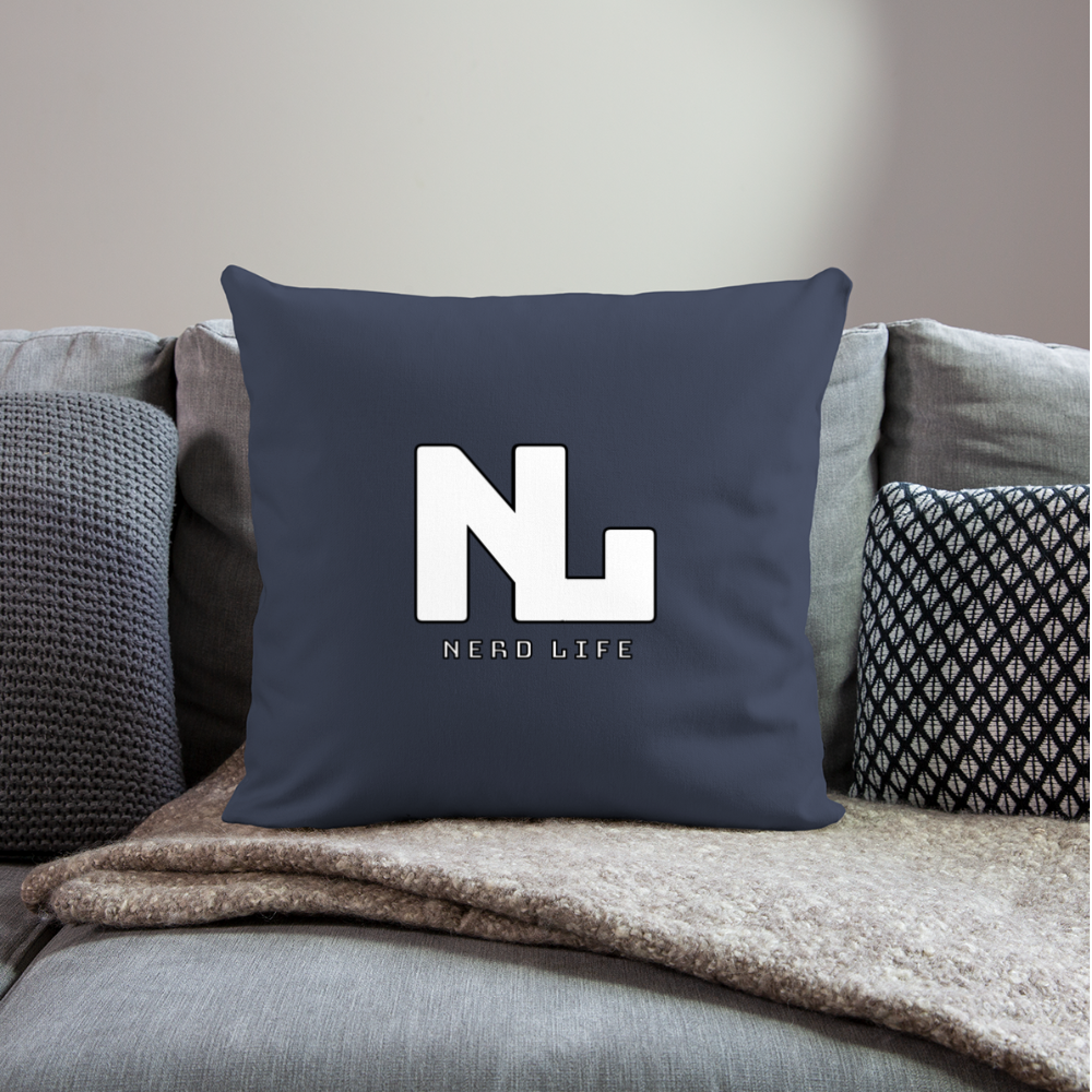 Nerd Life Graphic Throw Pillow Cover 18” x 18” - navy