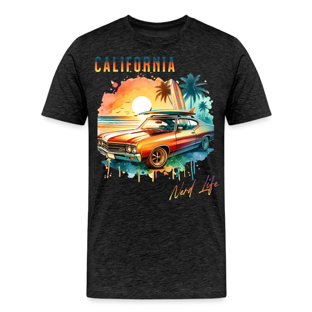 California Nerd Life Sunset Graphic Men’s Premium Organic T-Shirt - charcoal grey