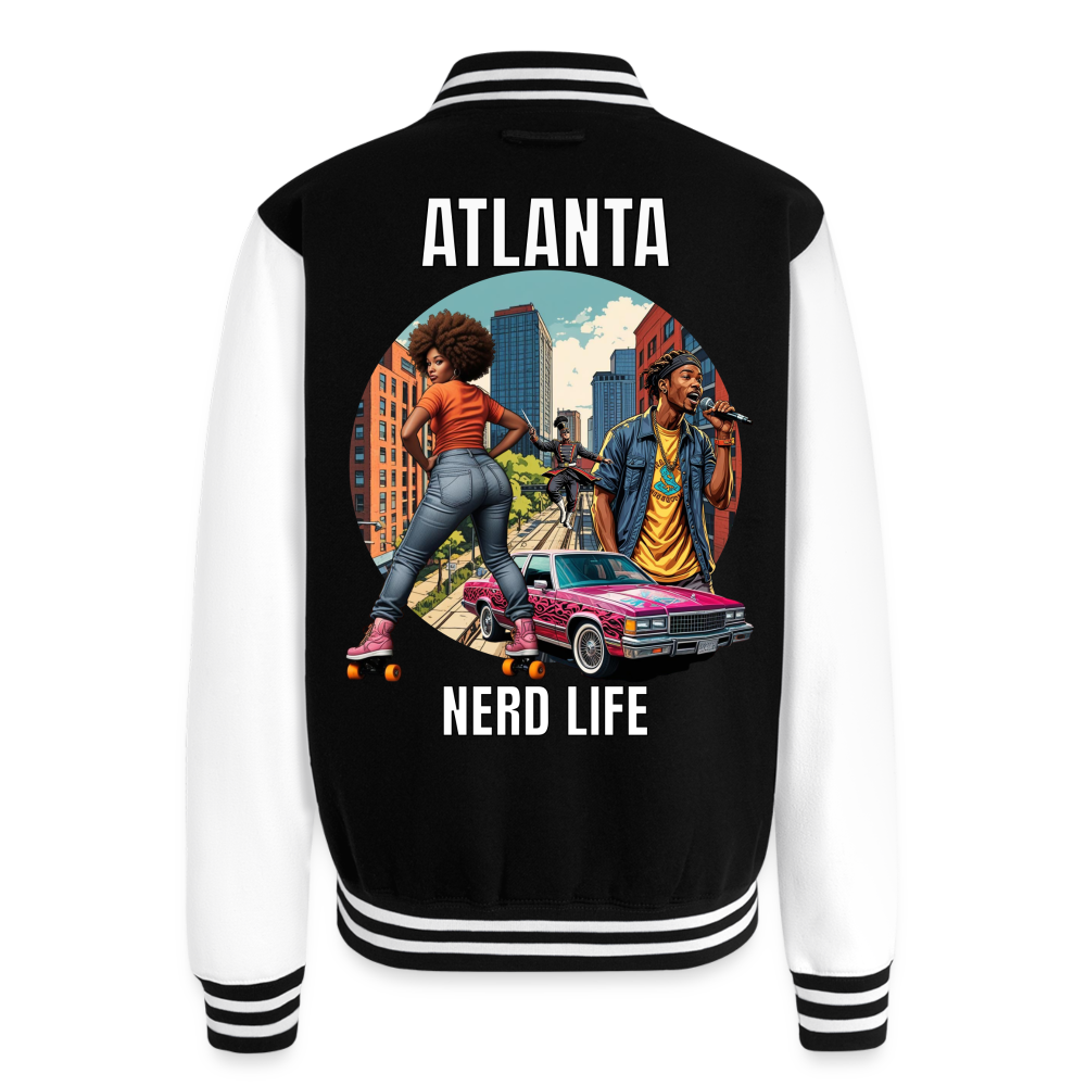 ATL Nerd Life Just Hoods Heavyweight Letterman Jacket - black/white