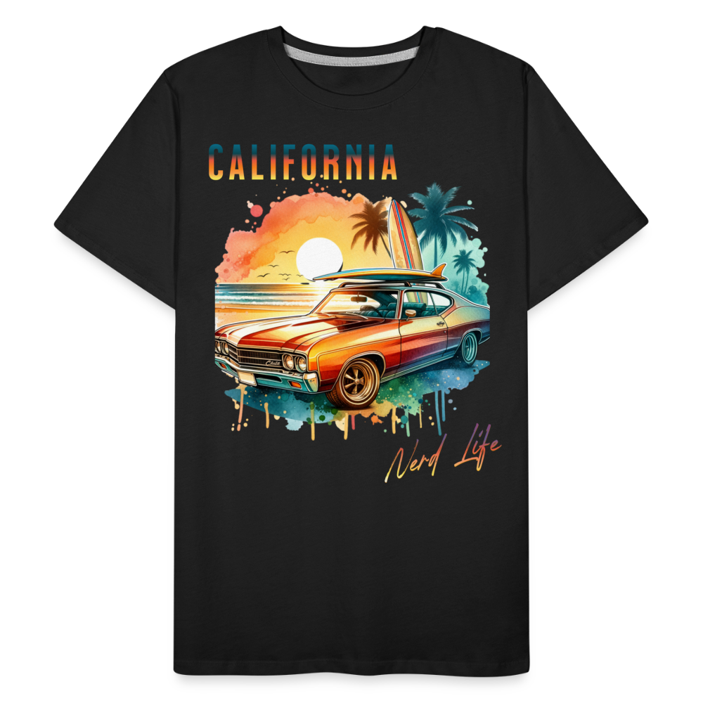 California Nerd Life Sunset Graphic Men’s Premium Organic T-Shirt - black