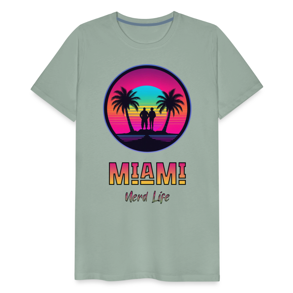 Miami Nerd Life Neon Graphic Men's Premium T-Shirt - steel green