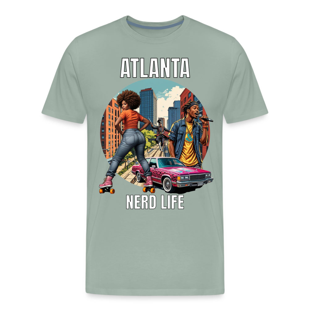 Atlanta Nerd Life Highlights Graphic Men's Premium T-Shirt - steel green