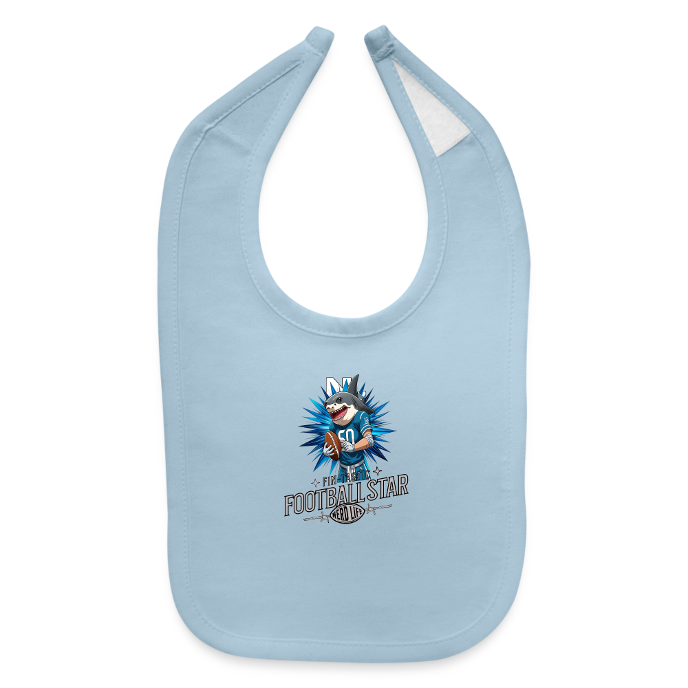 Fin-Tastic Football Star Baby Bib - light blue